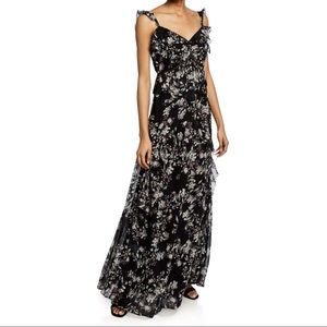 LOVE SAM Ruffled Floral Woodstock Maxi Dress